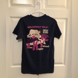 Rusty Navy Blue Tee with Pink Logo